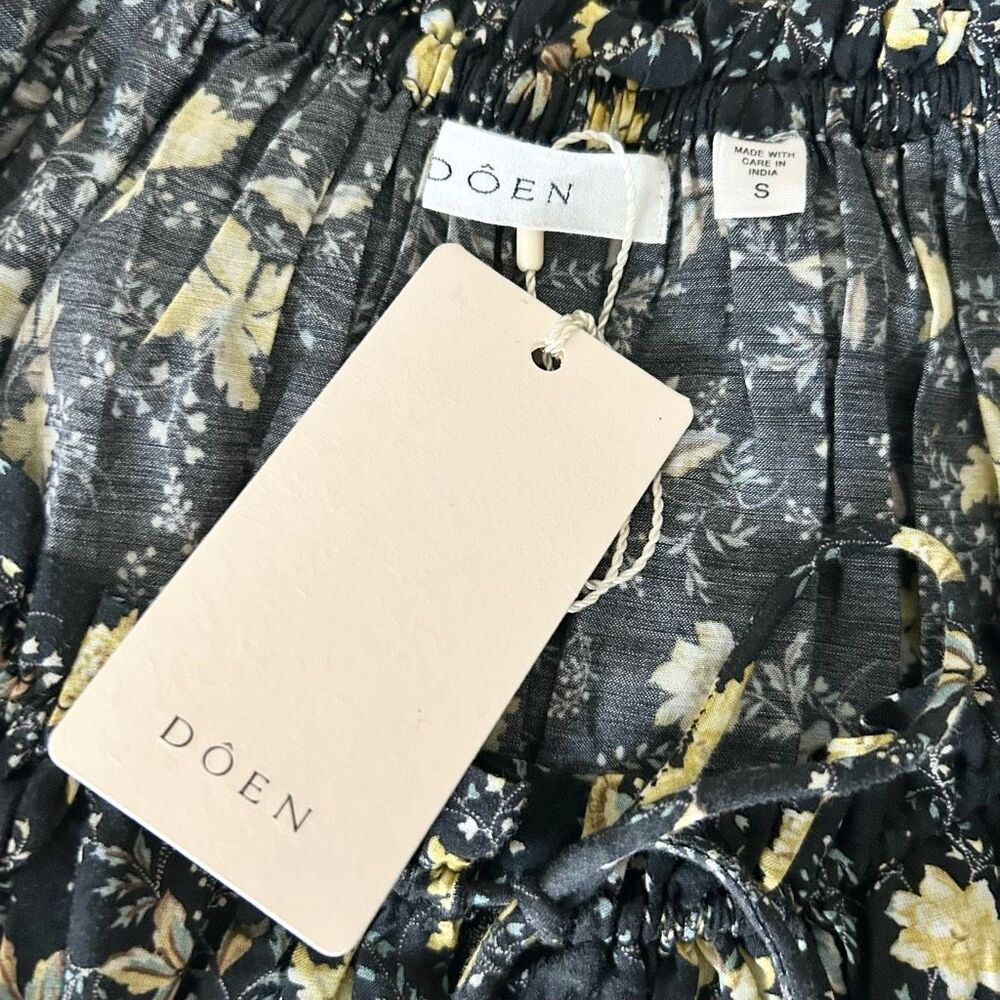 NEW Doen Ismene Mini Dress In Noir Winding Blossoms Organic Cotton Size Small - Picture 6 of 8